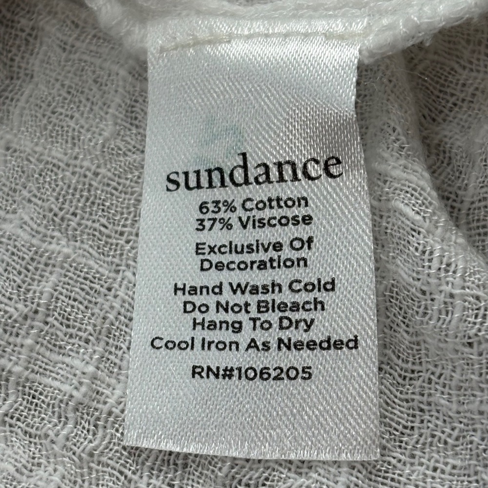 Sundance Gauze Button Down Shirt Womens SM Ivory Boxy Boho Oversized Beach - Picture 6 of 10